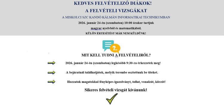 Felvételi tájékoztató