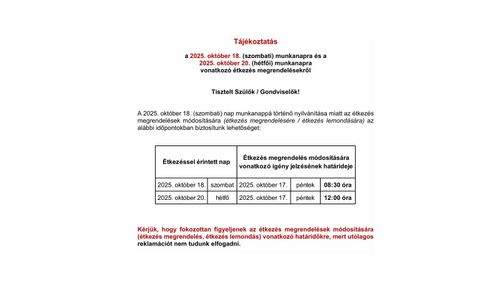 Étkezés megrendelés
