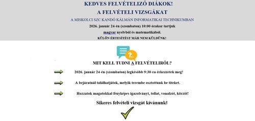 Felvételi tájékoztató