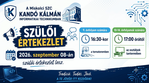 Szülői értekezlet 2026/27 szeptember